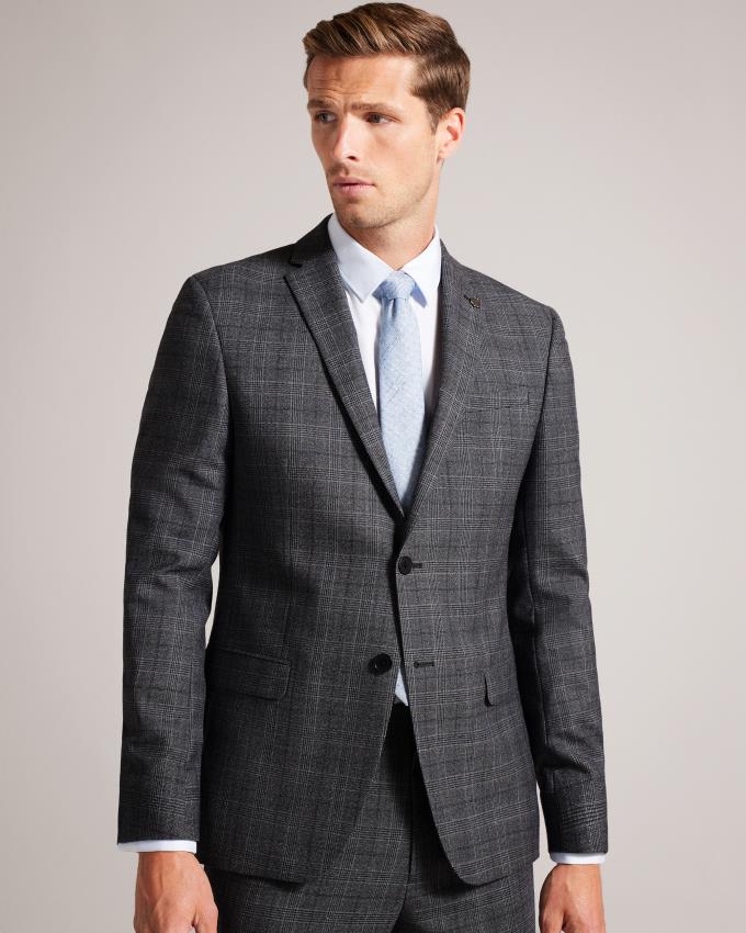 Veste Ted Baker Slim Fit Wool Check Suit Grise Homme | PPT-31856794